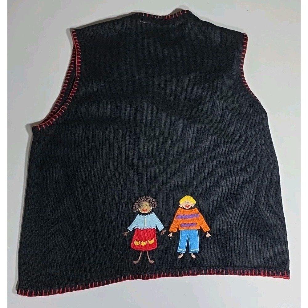 Vtg 90s Belle Pointe‎ L Sweater Vest School Teacher Classroom Knit Cardigan - Picture 2 of 8